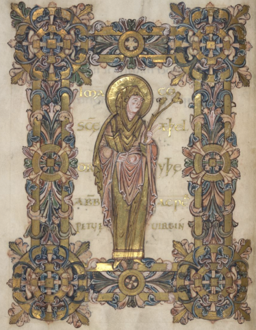 St Æthelthryth. British Library MS Additional 49598, Benedictional of St Aethelwold, fol. 90v.